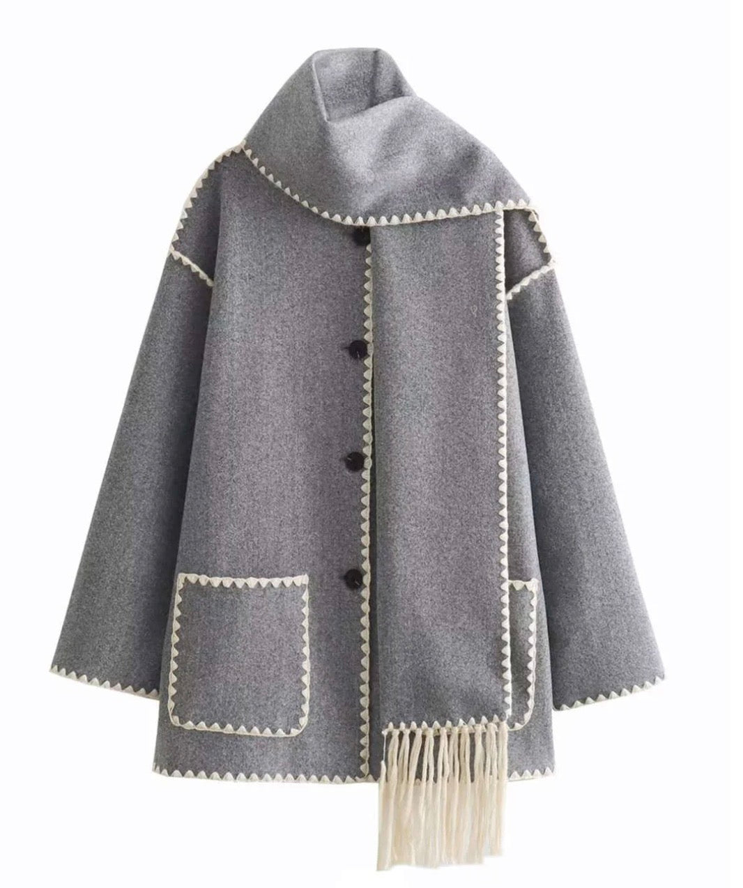 French Style Double-sided Woolen Coat For Women Scarf Collar Tassel Cape Woman Jacket Winter Coat